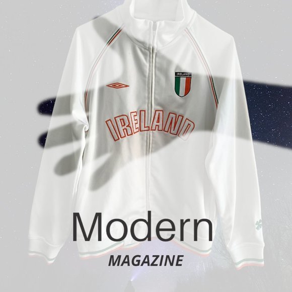 S⚽Umbro Ireland Soccer Football Full-Zip Track Jacket White - Picture 4 of 9